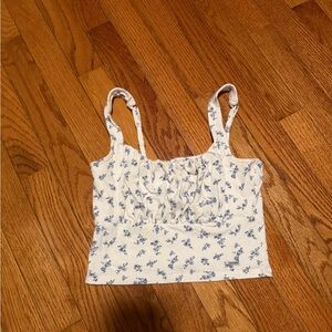 Hollister White and Blue Floral Camisole